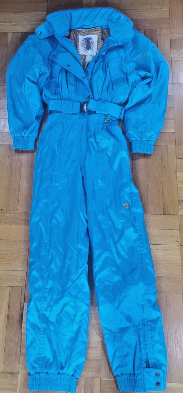 Vtg Etirel Ski Suit Womens Size 8 One Piece Snowsuit Blue 80s Jumpsuit Belt